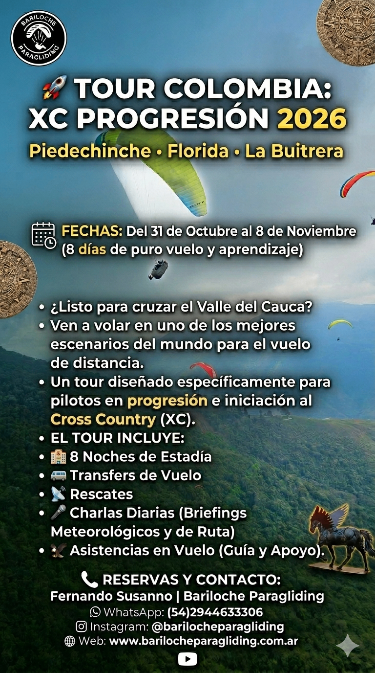 Tour de parapente. Colombia . Valle del Cauca